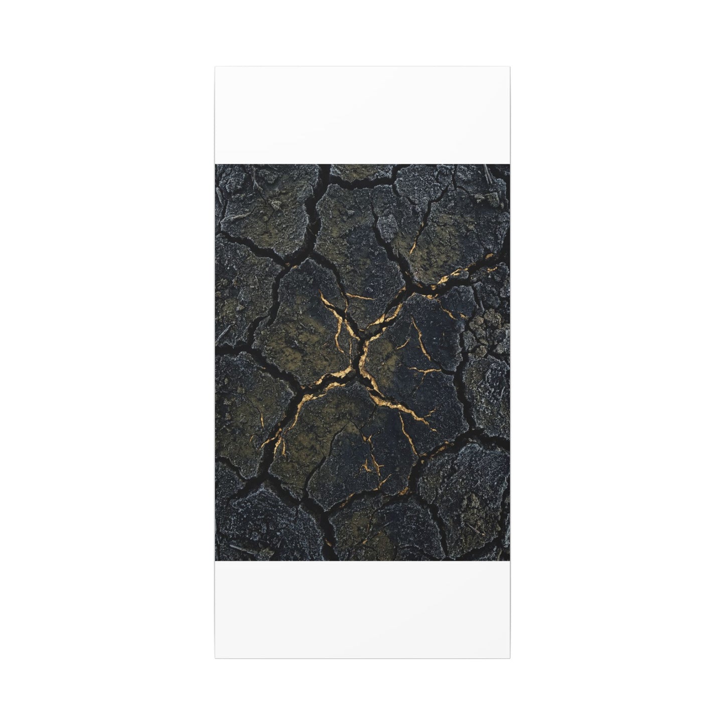 Overcast Cracked Earth Canvas Art - Dark Japandi Ma