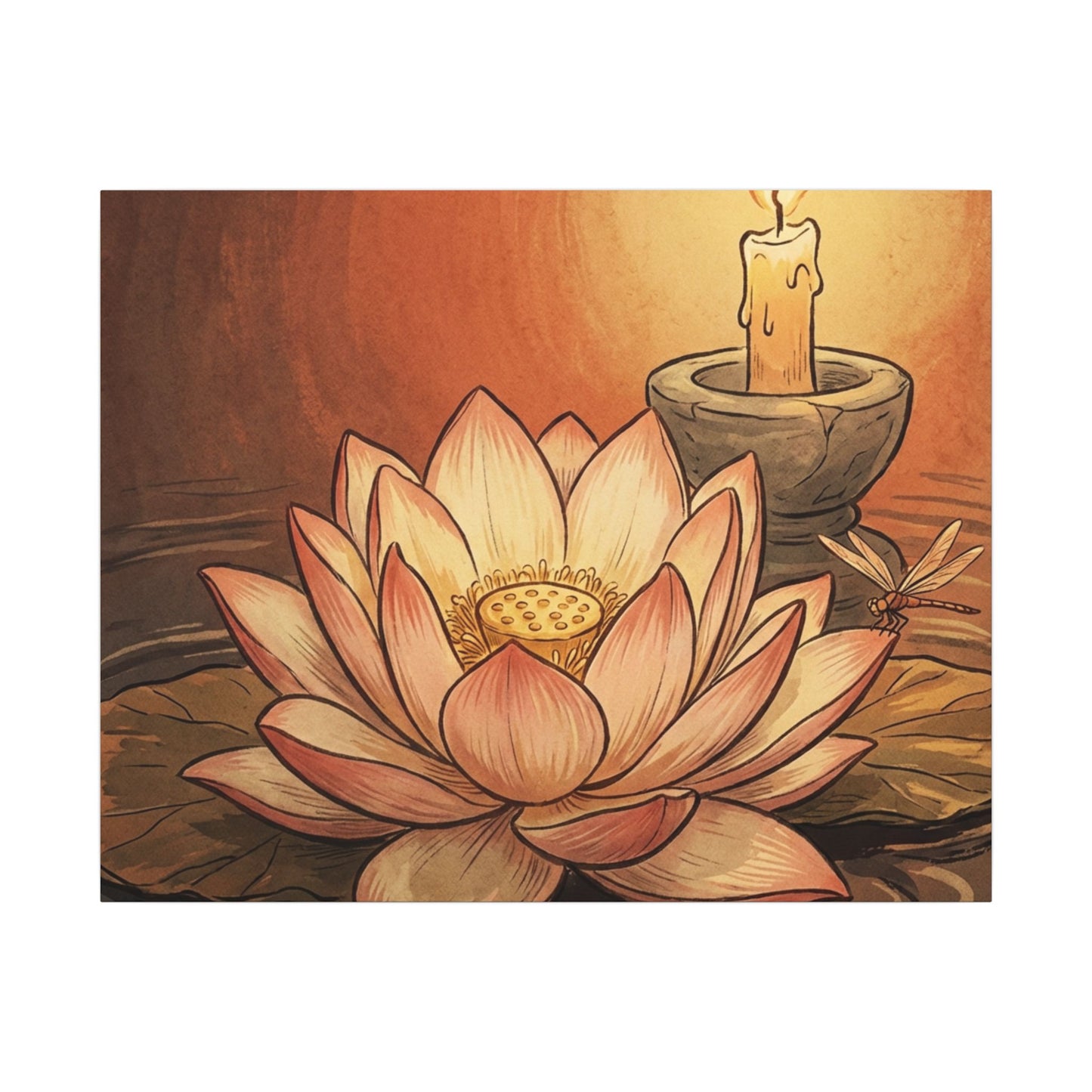Lotus Flower Summer Canvas Art | Zen Contemplative Design