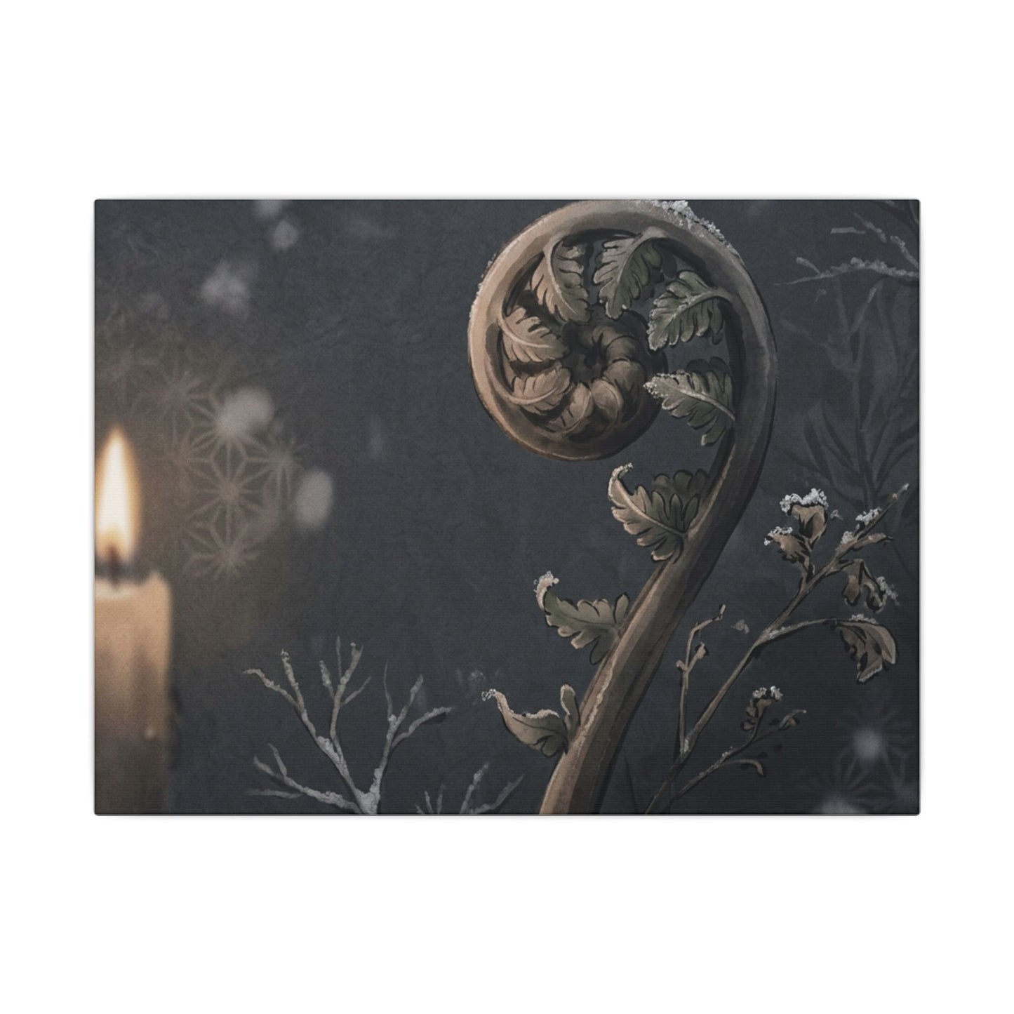 Candlelight Fern Unfurling Canvas Art - Japandi Ma