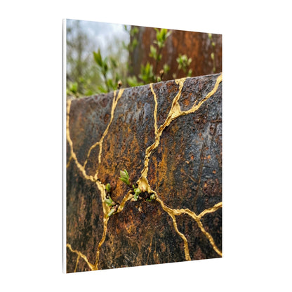 Mono No Aware Rust Patina Canvas Art - Kintsugi Gold Repair