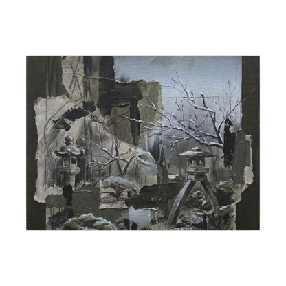 Winter Moonlit Garden Dark Texture Canvas Art | Moody Decor