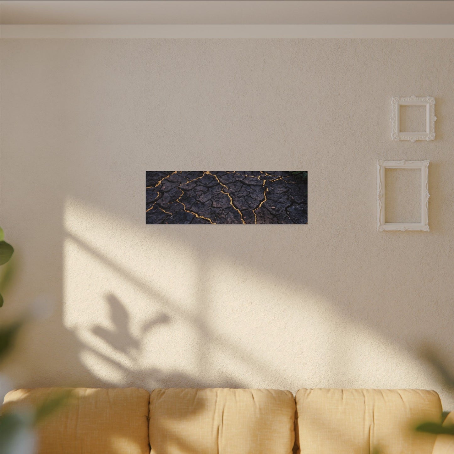 Cracked Earth Canvas Art | Summer Kintsugi Crackle Gold Art