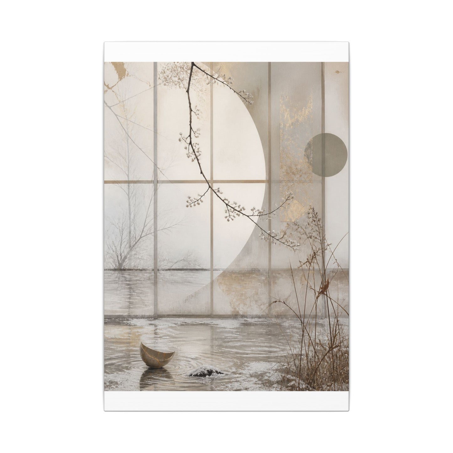 Winter Shoji Screen Japanese Pattern Canvas Art | Elegant Decor