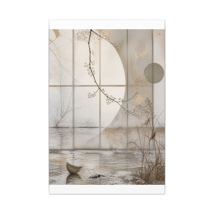 Winter Shoji Screen Japanese Pattern Canvas Art | Elegant Decor