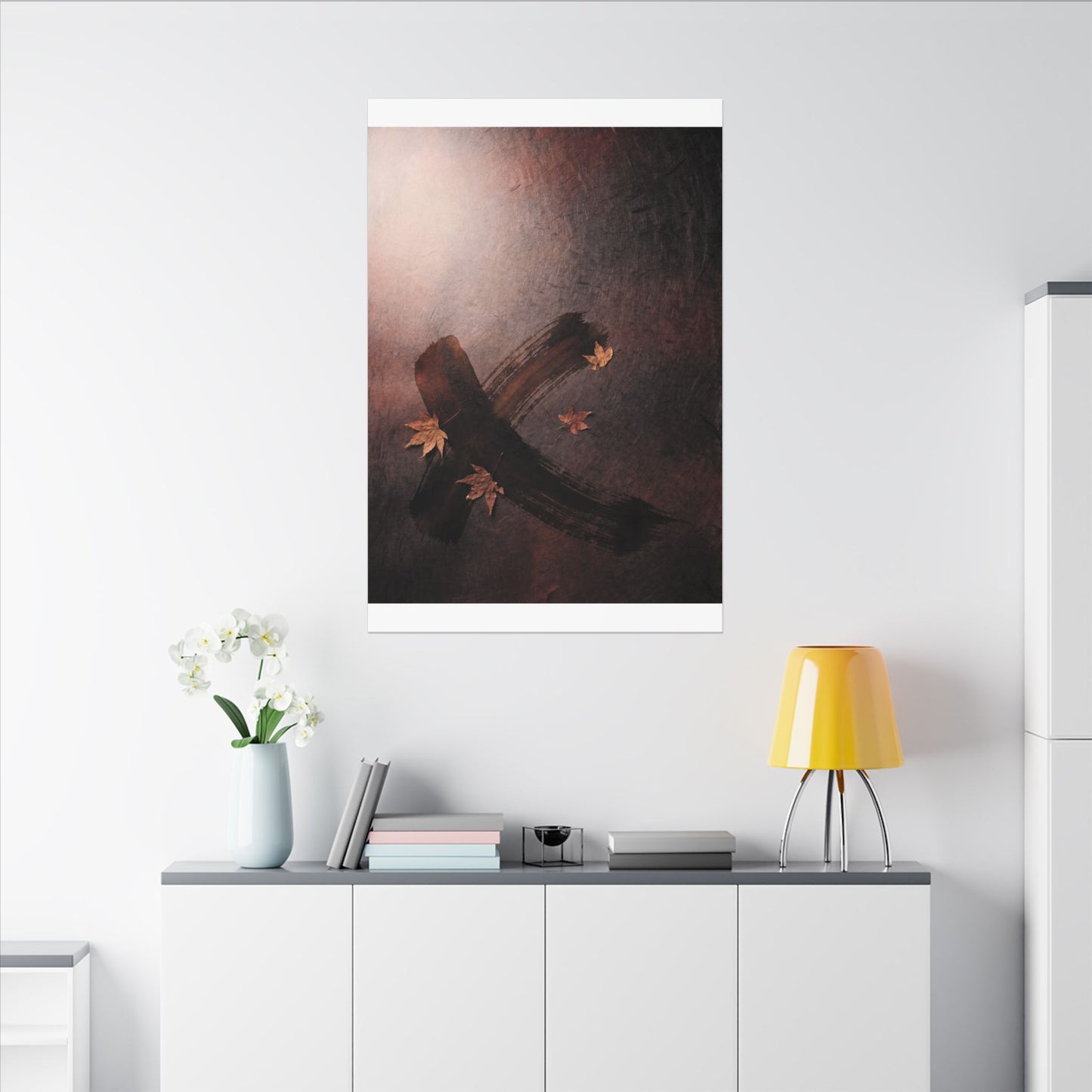 Moody Ink Brushstroke Canvas Art - Moody Minimal Dark Japandi