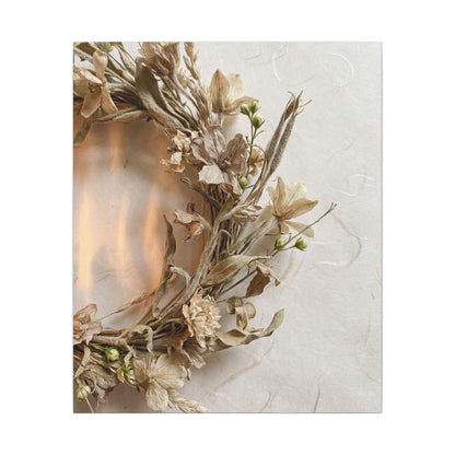 Dried Flowers Japanese Pattern Canvas Art | Neutral Japandi Art