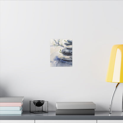 River Stones Watercolor Canvas Art | Cozy Japandi Art