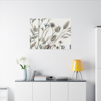Dried Flowers Canvas Art | Summer Japandi Watercolor Art