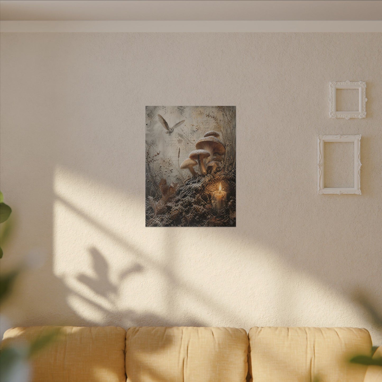 Wild Mushrooms Texture Canvas Art | Elegant Japandi Art