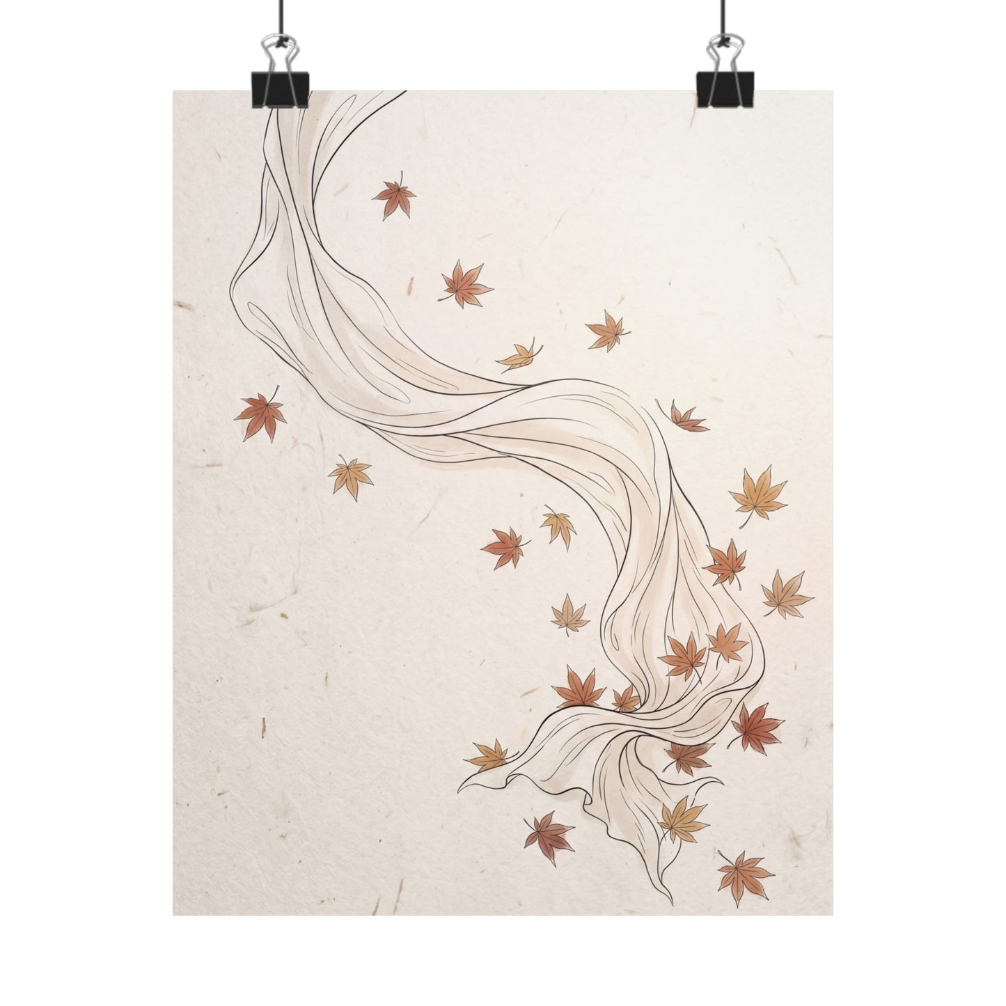 Silk Drape Minimal Line Wall Art Print | Elegant Japandi Art