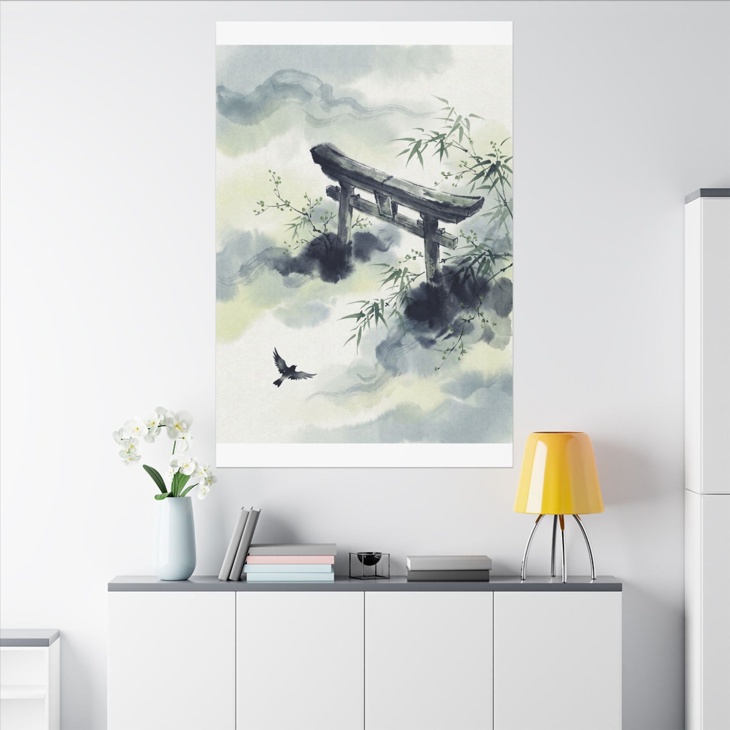 Torii Gate Sumi E Canvas Art | Serene Zen Art