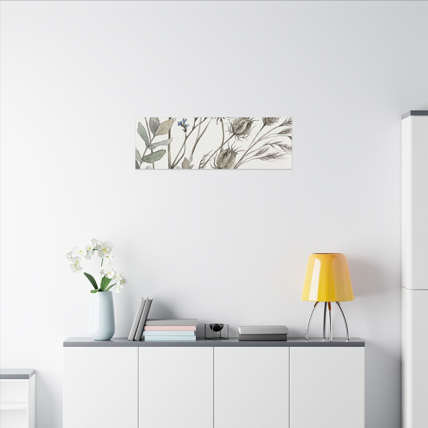 Dried Flowers Canvas Art | Summer Japandi Watercolor Art