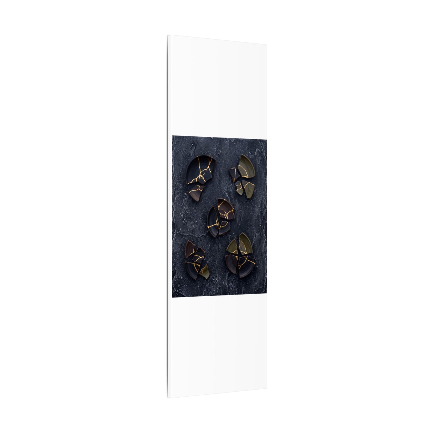 Broken Pottery Canvas Art | Winter Dark Japandi Shadow Zen Art