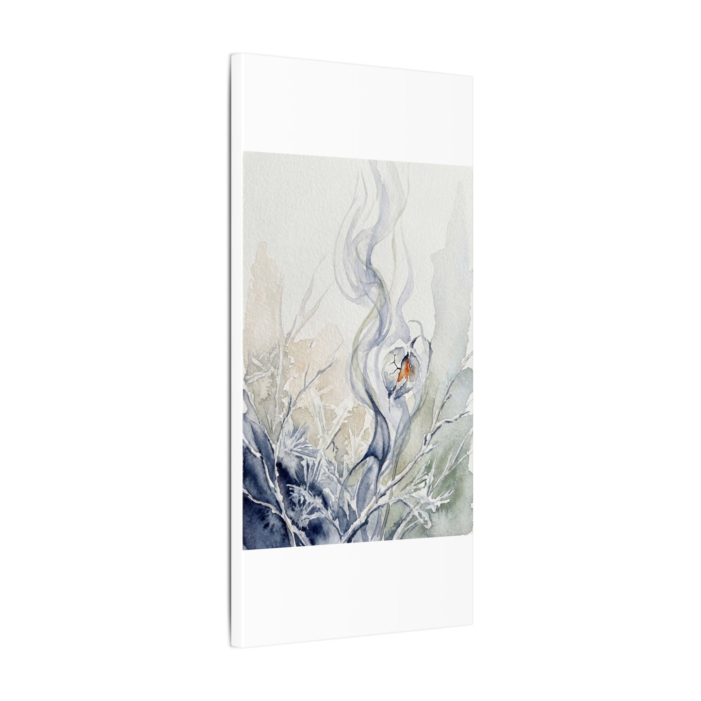 Earthy Incense Smoke Canvas Art - Watercolor Japandi