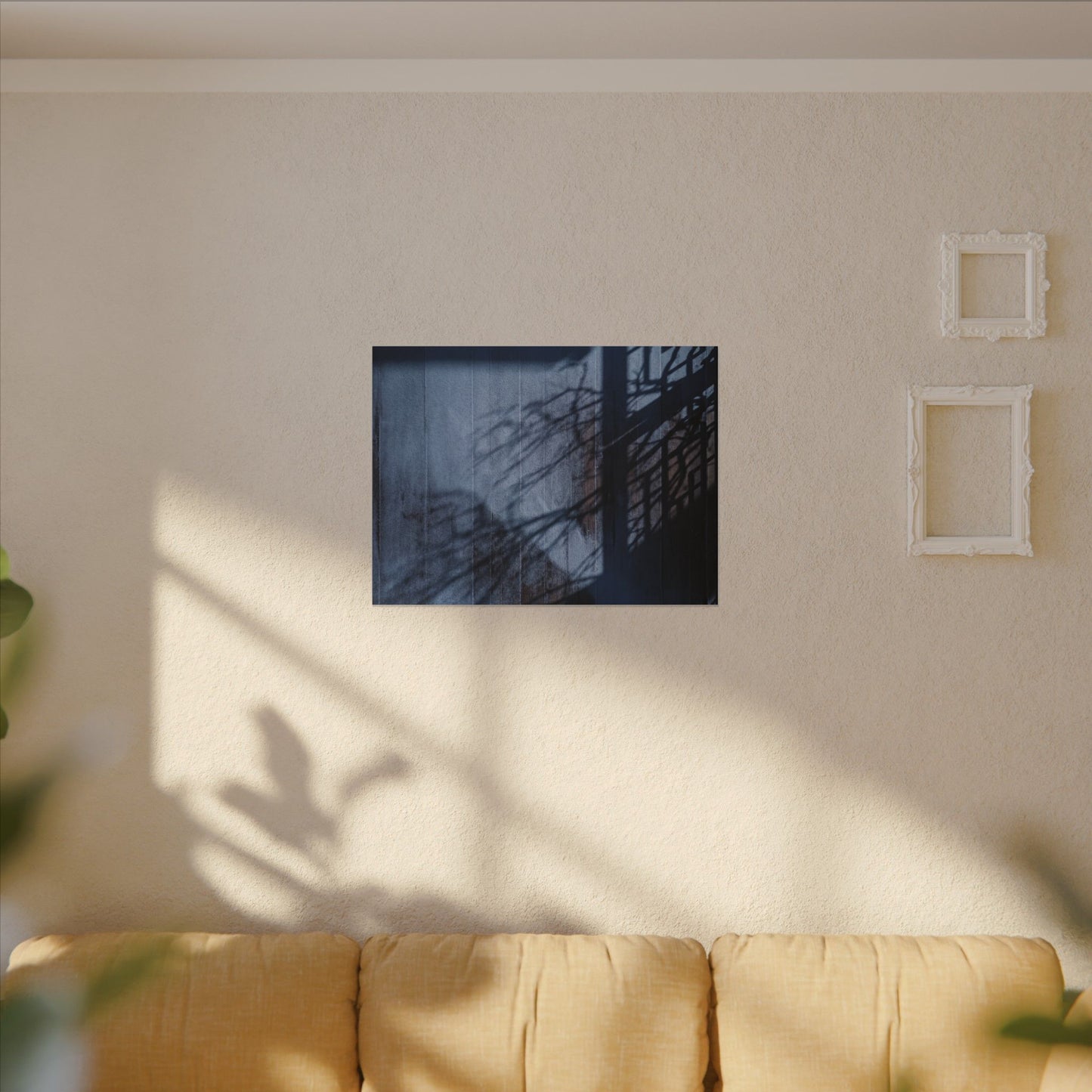 Shadow Play Moody Minimal Canvas Art | Moody Dark Japandi Art