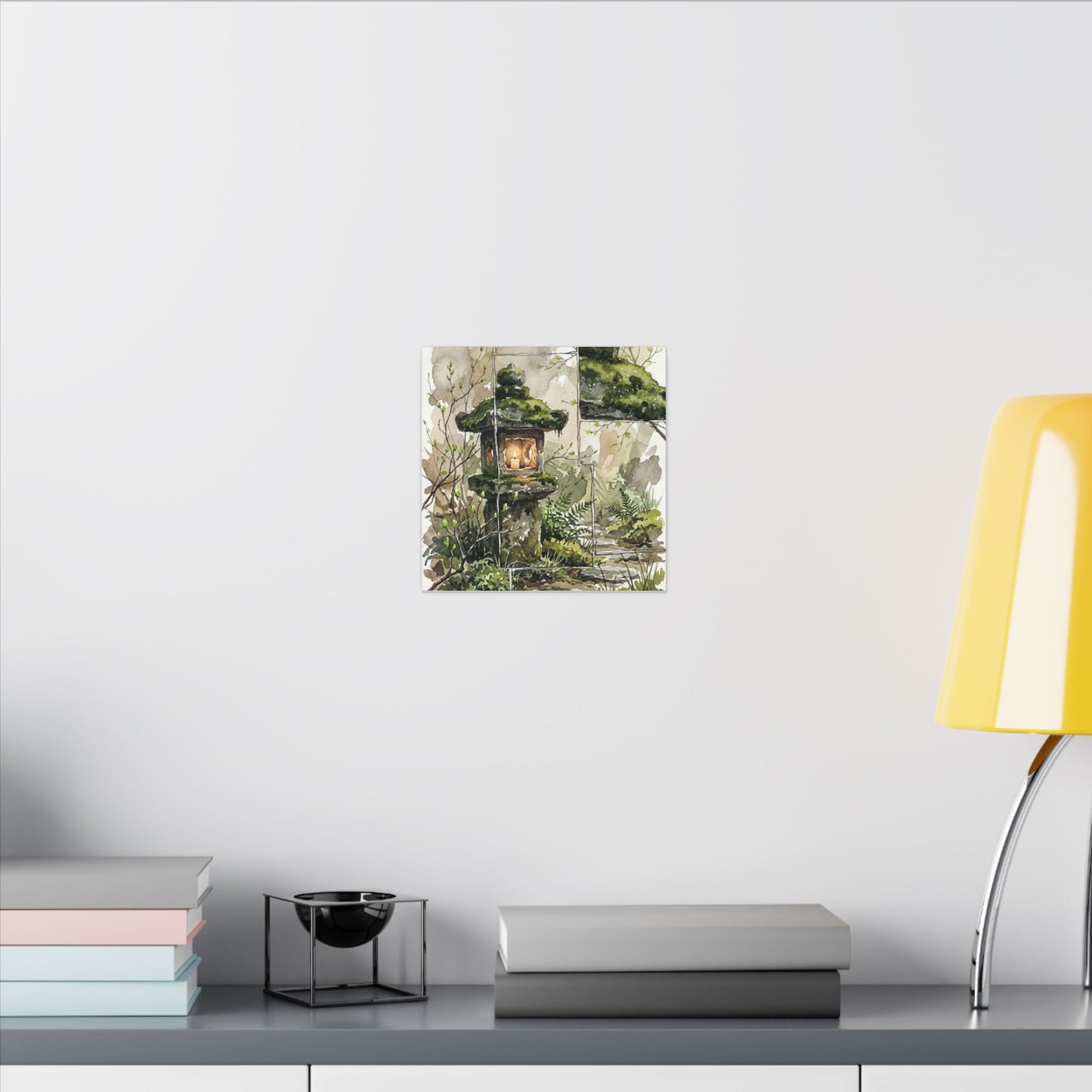Stone Lantern Watercolor Canvas Art | Elegant Japandi Art