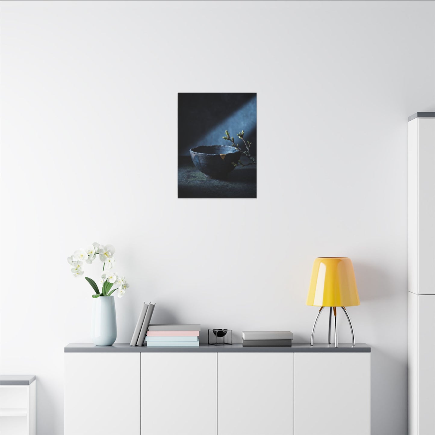 Sophisticated Ceramic Bowl Canvas Art - Shadow Zen Dark Japandi