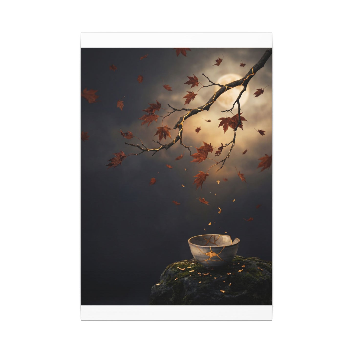 Moonlit Garden Gold Repair Canvas Art | Beautiful Kintsugi Art