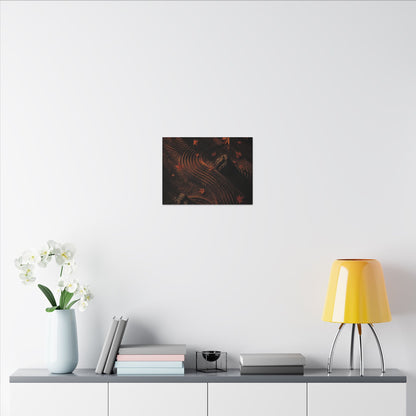 Dark Japandi Rock Garden in Golden Hour | Charcoal Ink Canvas Art
