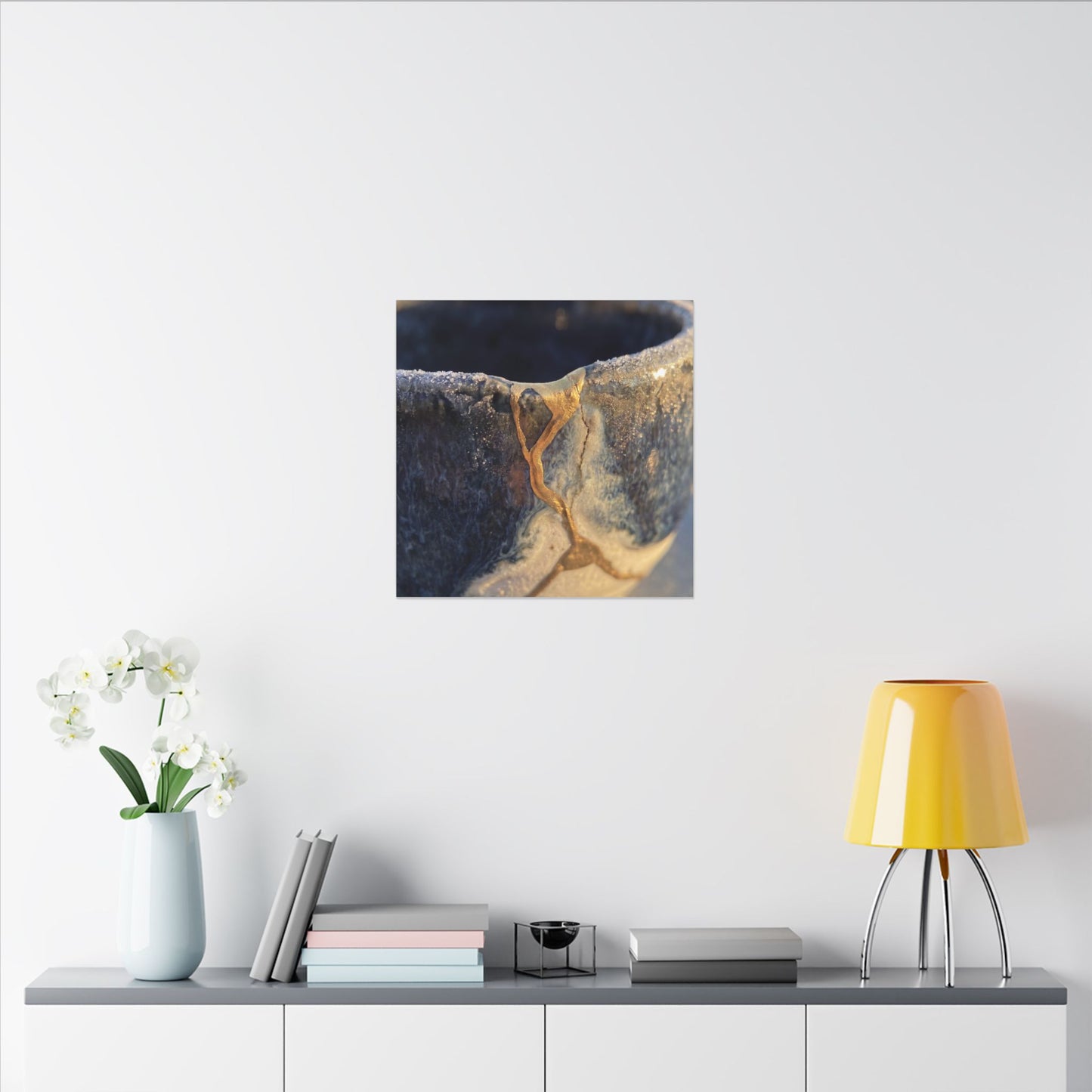 Winter Ceramic Bowl Gold Vein Canvas Art | Healing Decor
