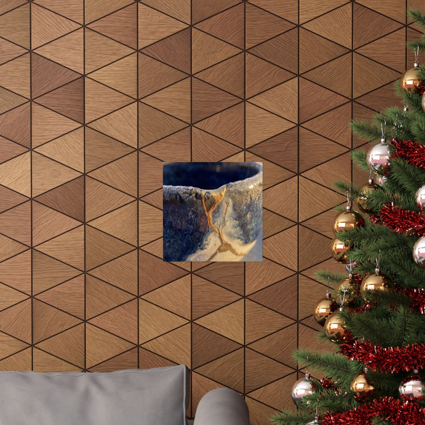 Kintsugi Ceramic Bowl in Golden Hour | Gold Vein Wall Art Print