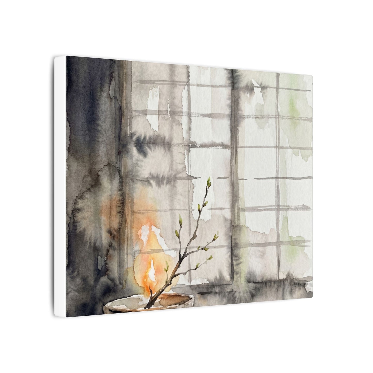 Shoji Screen Canvas Art | Spring Japandi Watercolor Art