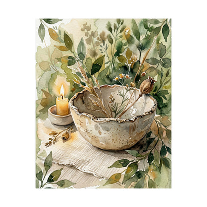 Ceramic Bowl Watercolor Wall Art Print | Neutral Japandi Art