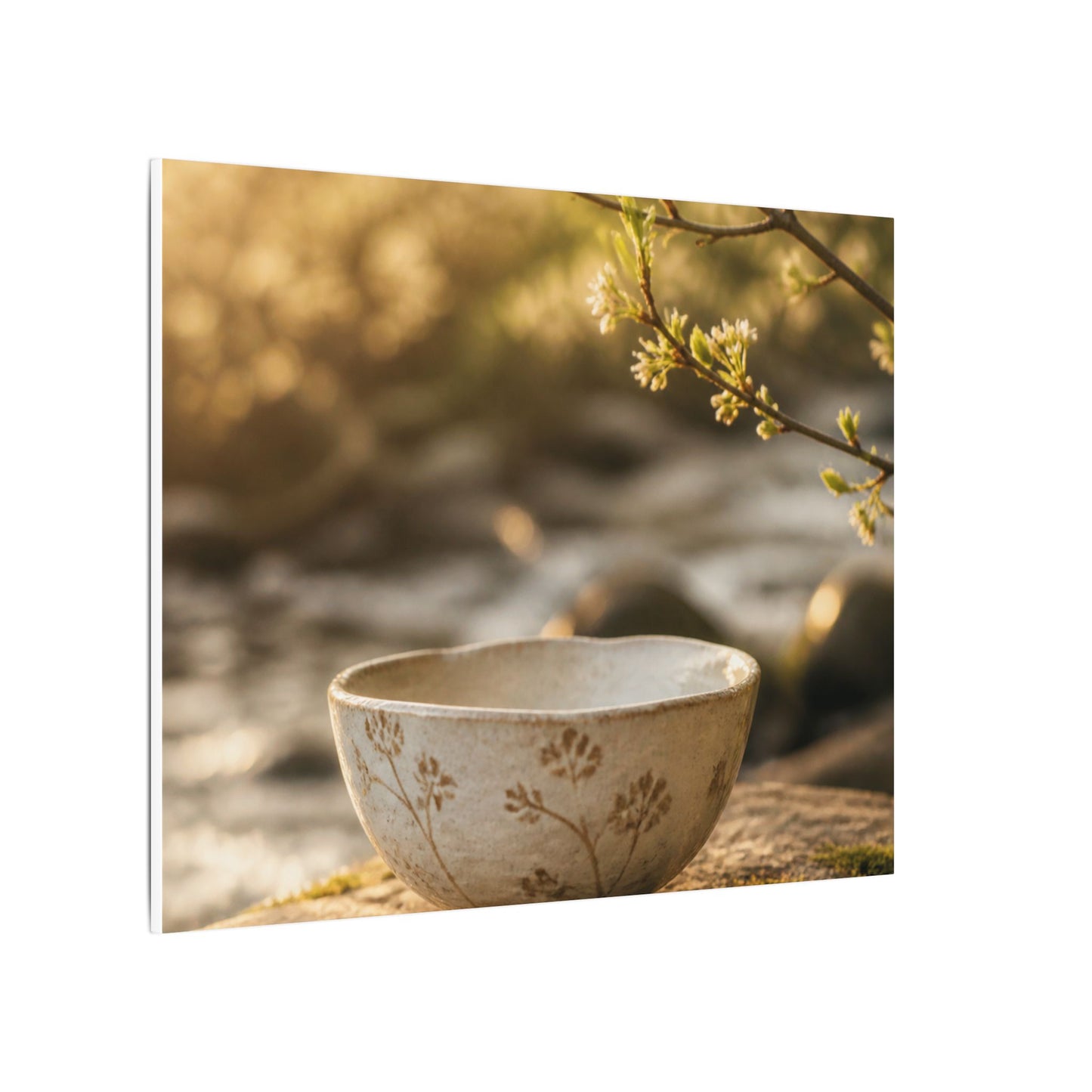 Neutral Ceramic Bowl Canvas Art - Japanese Pattern Japandi