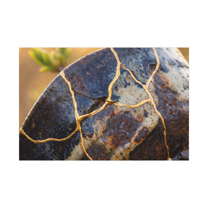 Fukinsei Rust Patina Canvas Art - Kintsugi Gold Repair