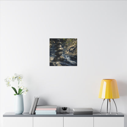 Kintsugi River Stones in Dappled | Broken Beauty Canvas Art