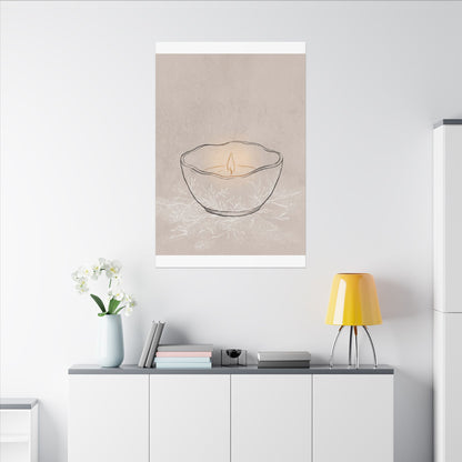 Ceramic Bowl Minimal Line Canvas Art | Neutral Japandi Art