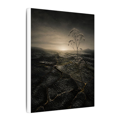 Dawn Cracked Earth Canvas Art - Dark Japandi Mono No Aware