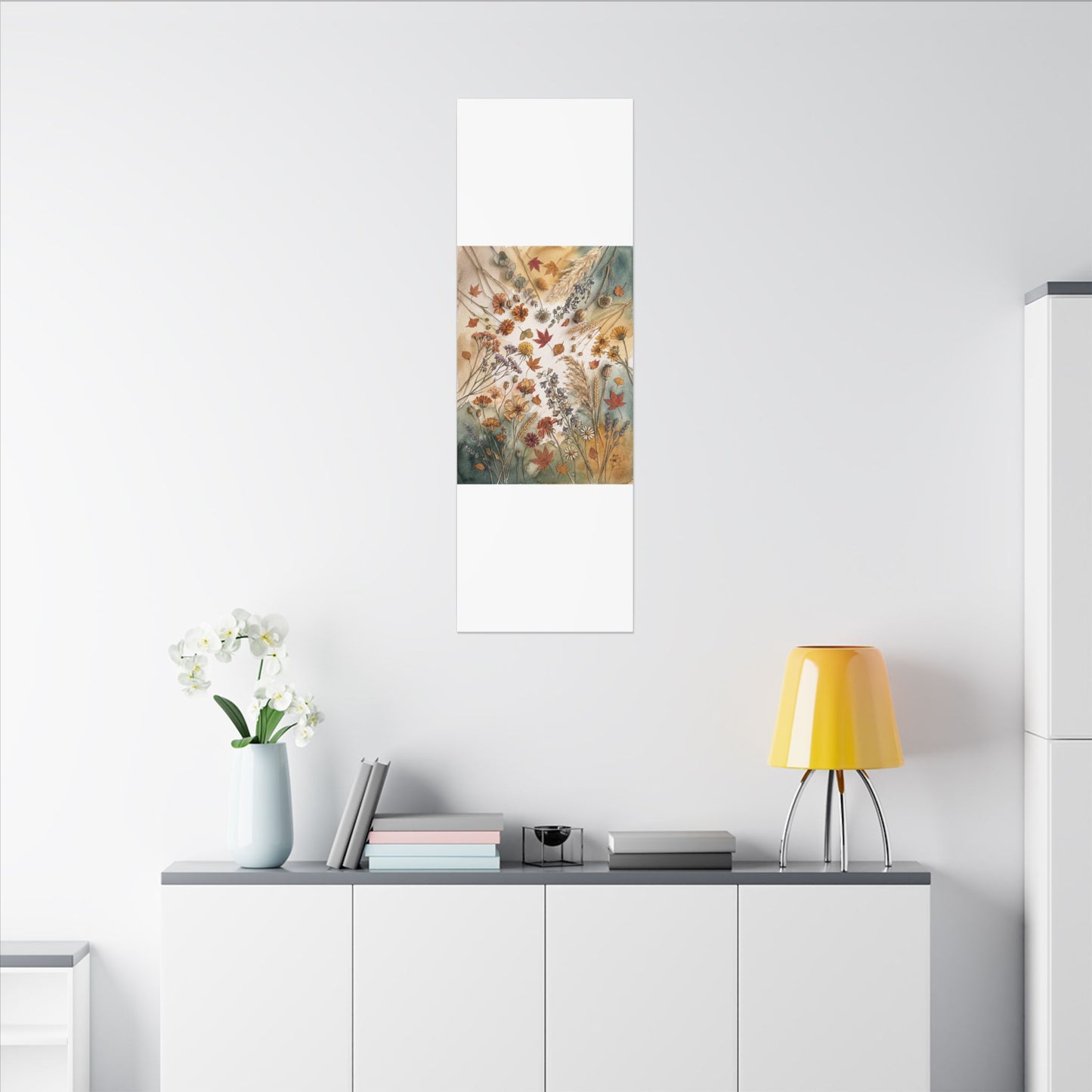 Dried Flowers Canvas Art | Autumn Japandi Watercolor Art