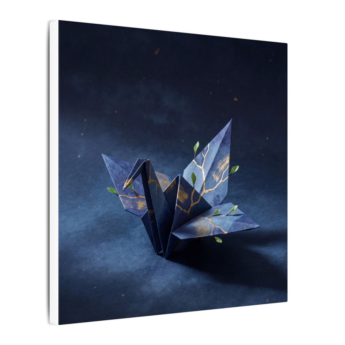 Kintsugi Paper Fold in Moonlight | Crackle Gold Canvas Art