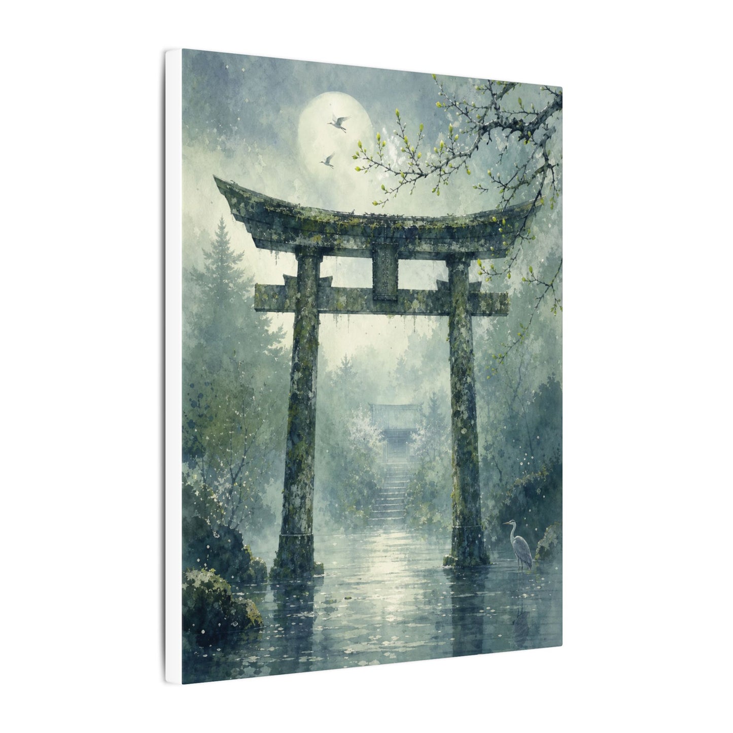 Earthy Torii Gate Canvas Art - Watercolor Japandi