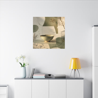 Warm Ceramic Bowl Canvas Art - Minimal Line Japandi