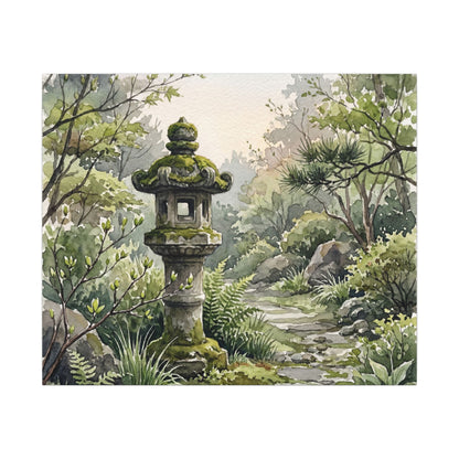 Neutral Stone Lantern Canvas Art - Watercolor Japandi