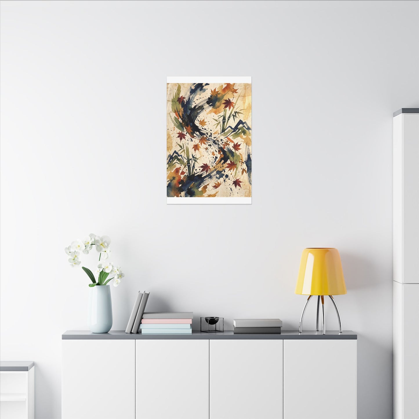 Golden Hour Ink Brushstroke Canvas Art - Zen Shibui