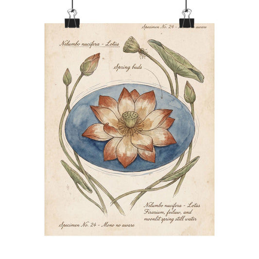 Lotus Flower Wall Art Print | Spring Cottagecore Herbarium Art