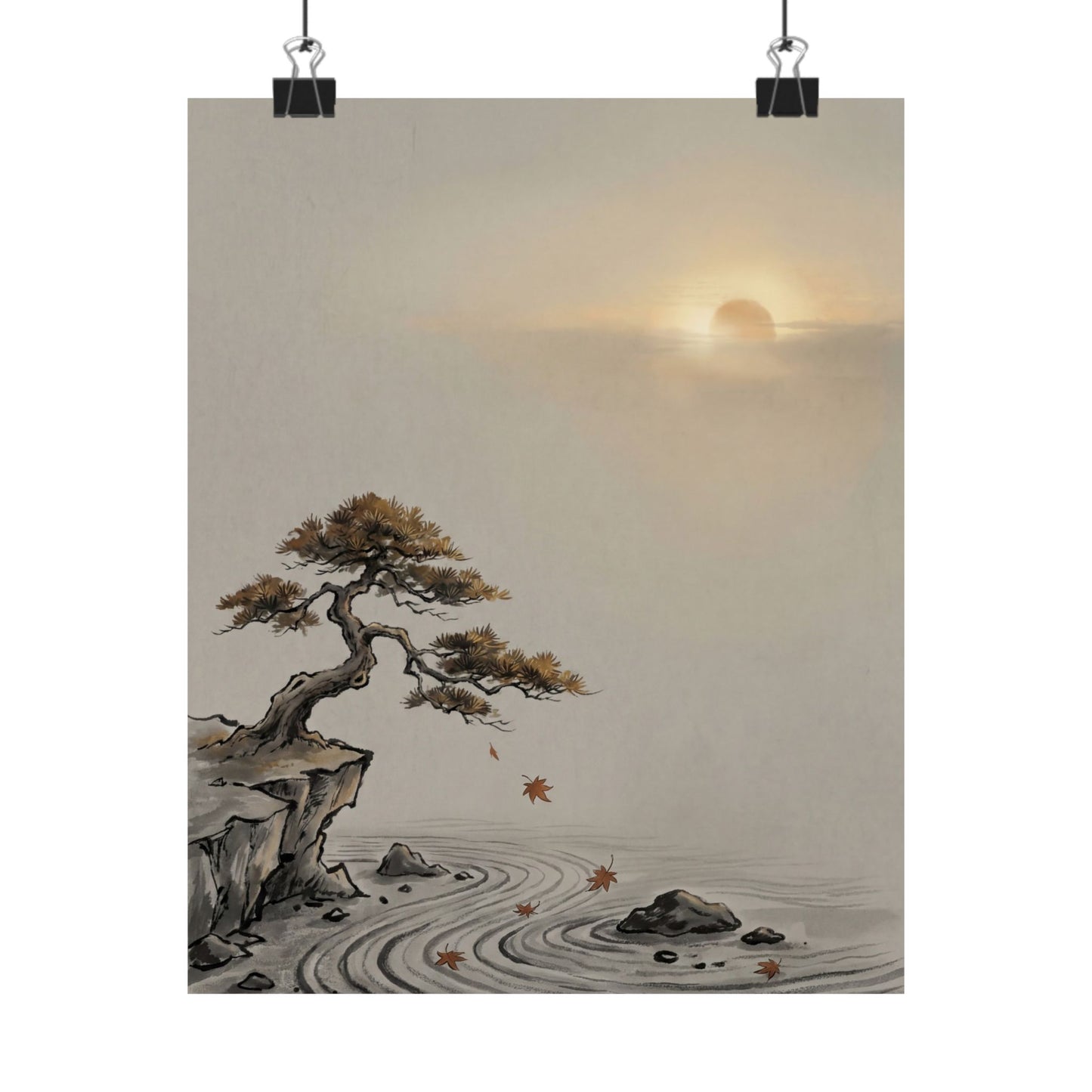 Pine Tree Autumn Wall Art Print | Zen Tranquil Design Art Print