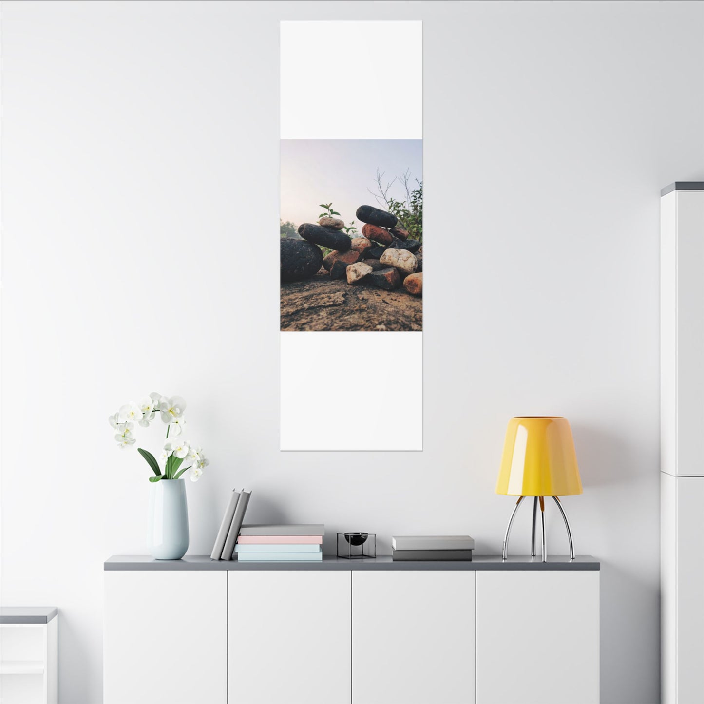 River Stones Canvas Art | Spring Kintsugi Broken Beauty Art