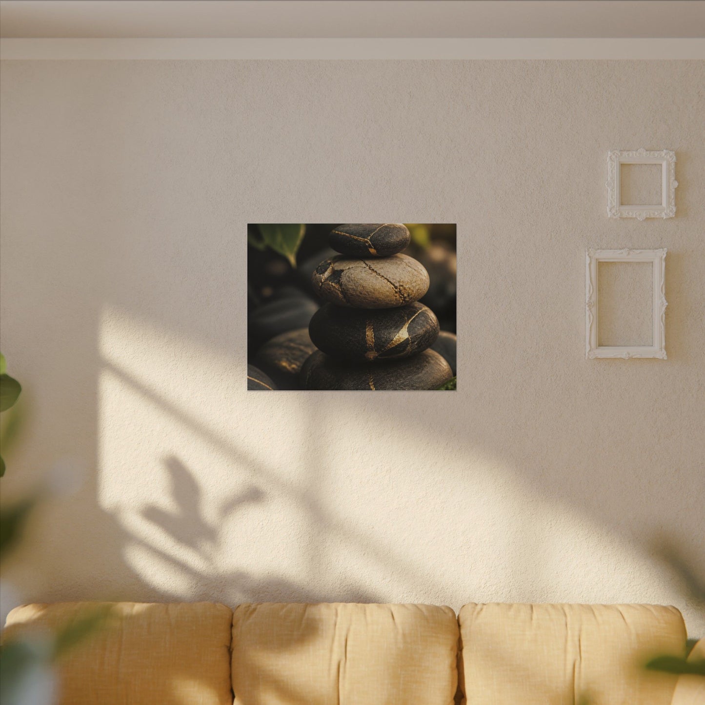 Summer River Stones Broken Beauty Canvas Art | Healing Decor