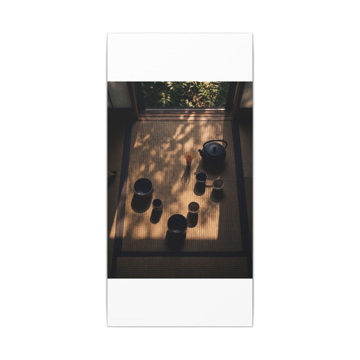 Shibui Tea Ceremony Canvas Art - Dark Japandi Shadow Zen