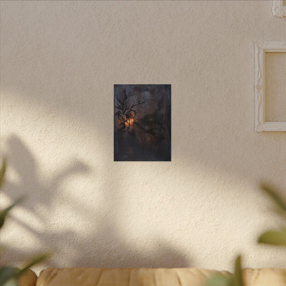 Winter Rust Patina Charcoal Ink Canvas Art | Atmospheric Decor