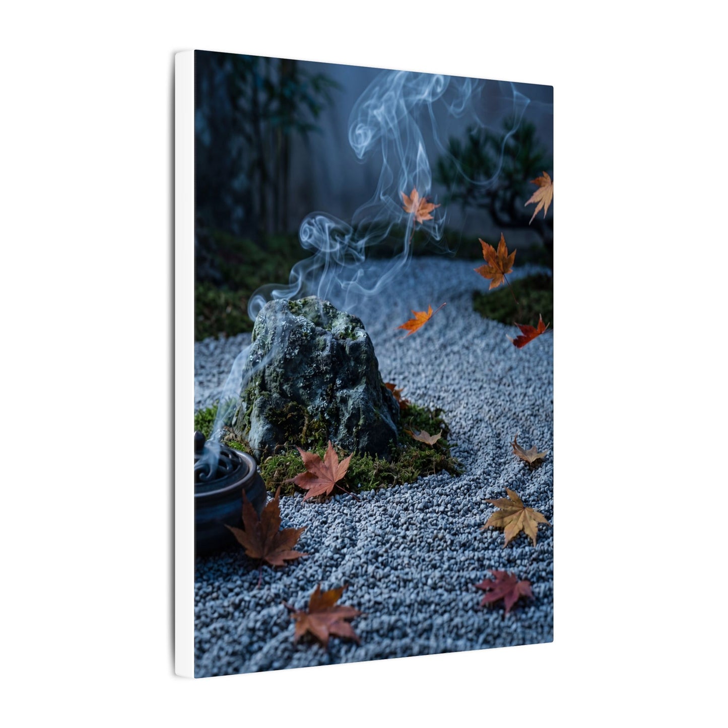Autumn Incense Smoke Karesansui Canvas Art | Calm Decor