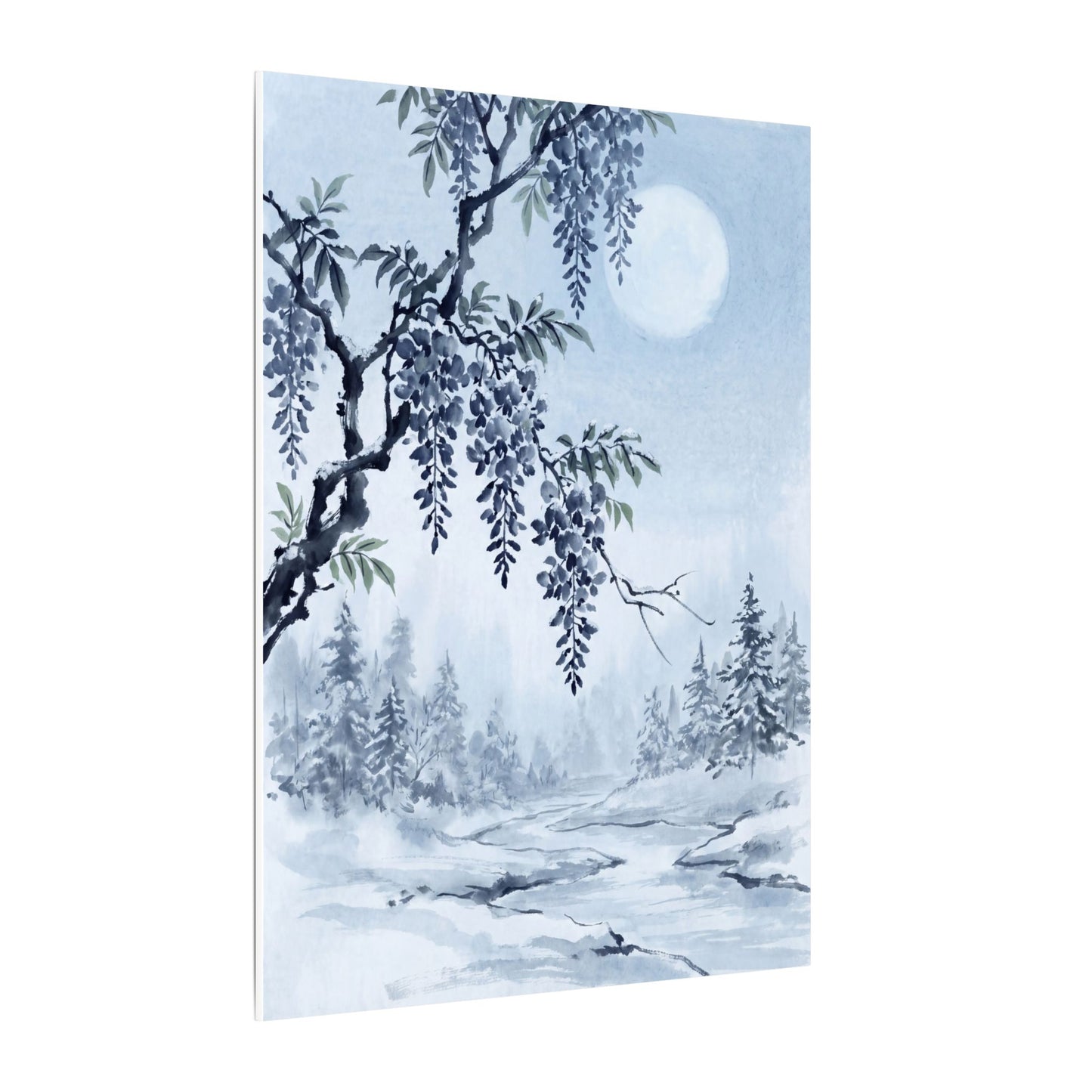 Seijaku Wisteria Canvas Art - Zen Sumi E