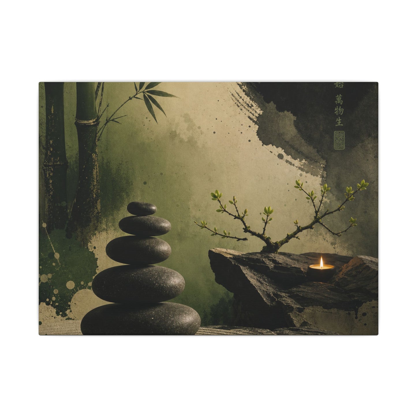 River Stones Spring Canvas Art | Zen Contemplative Design