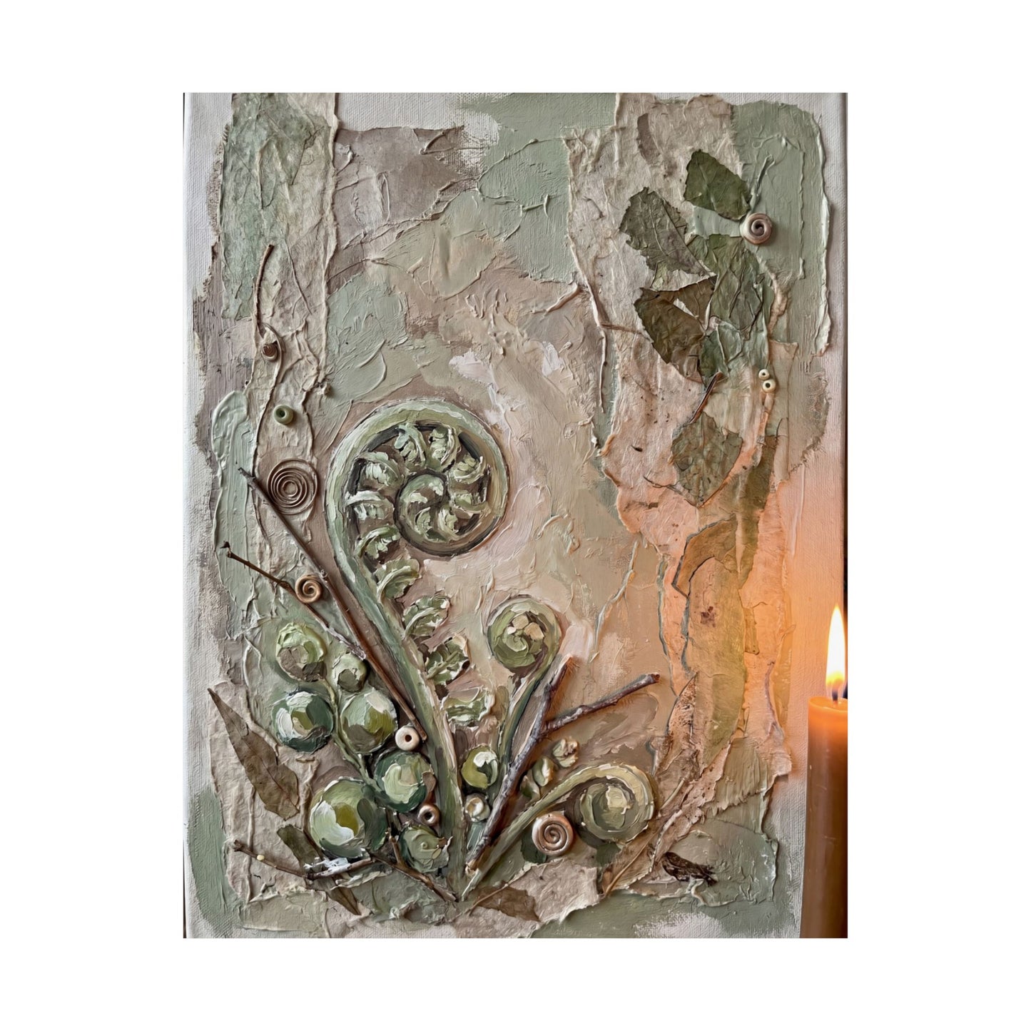 Candlelight Fern Unfurling Wall Art Print - Japandi Datsuzoku
