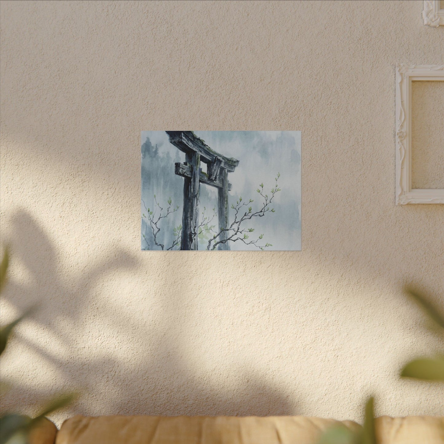 Torii Gate Canvas Art | Spring Zen Sumi E Art