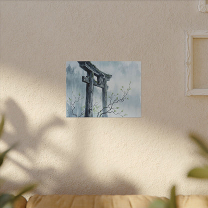 Torii Gate Canvas Art | Spring Zen Sumi E Art
